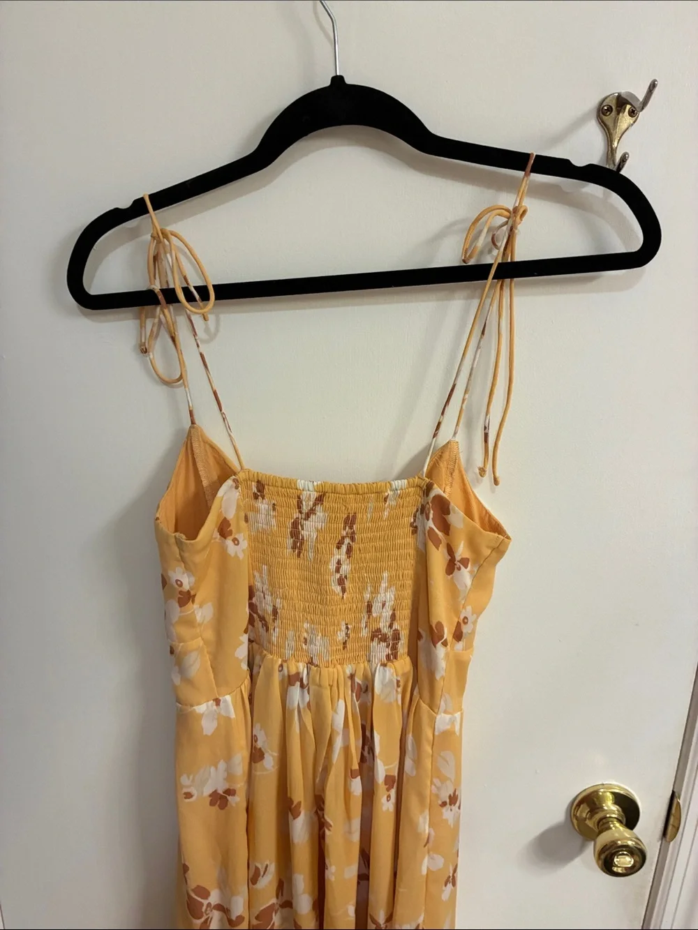 Abercrombie & Fitch Yellow Floral Adjustable Thin Straps Maxi Dress Sz S